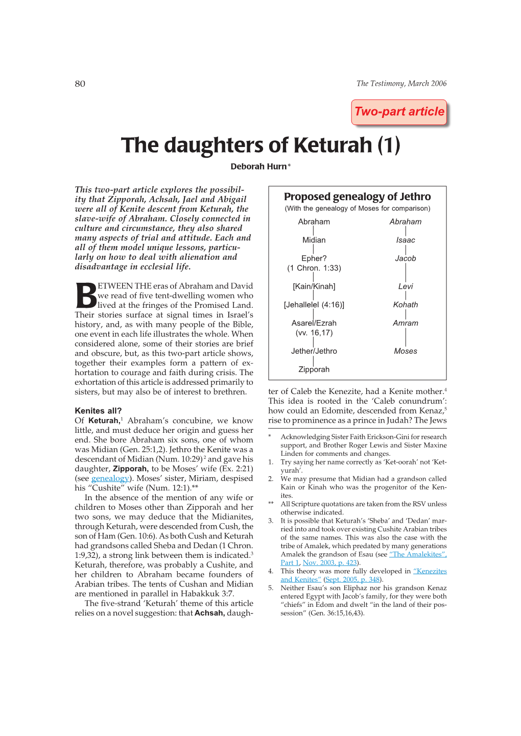 The Daughters of Keturah (1) Deborah Hurn*