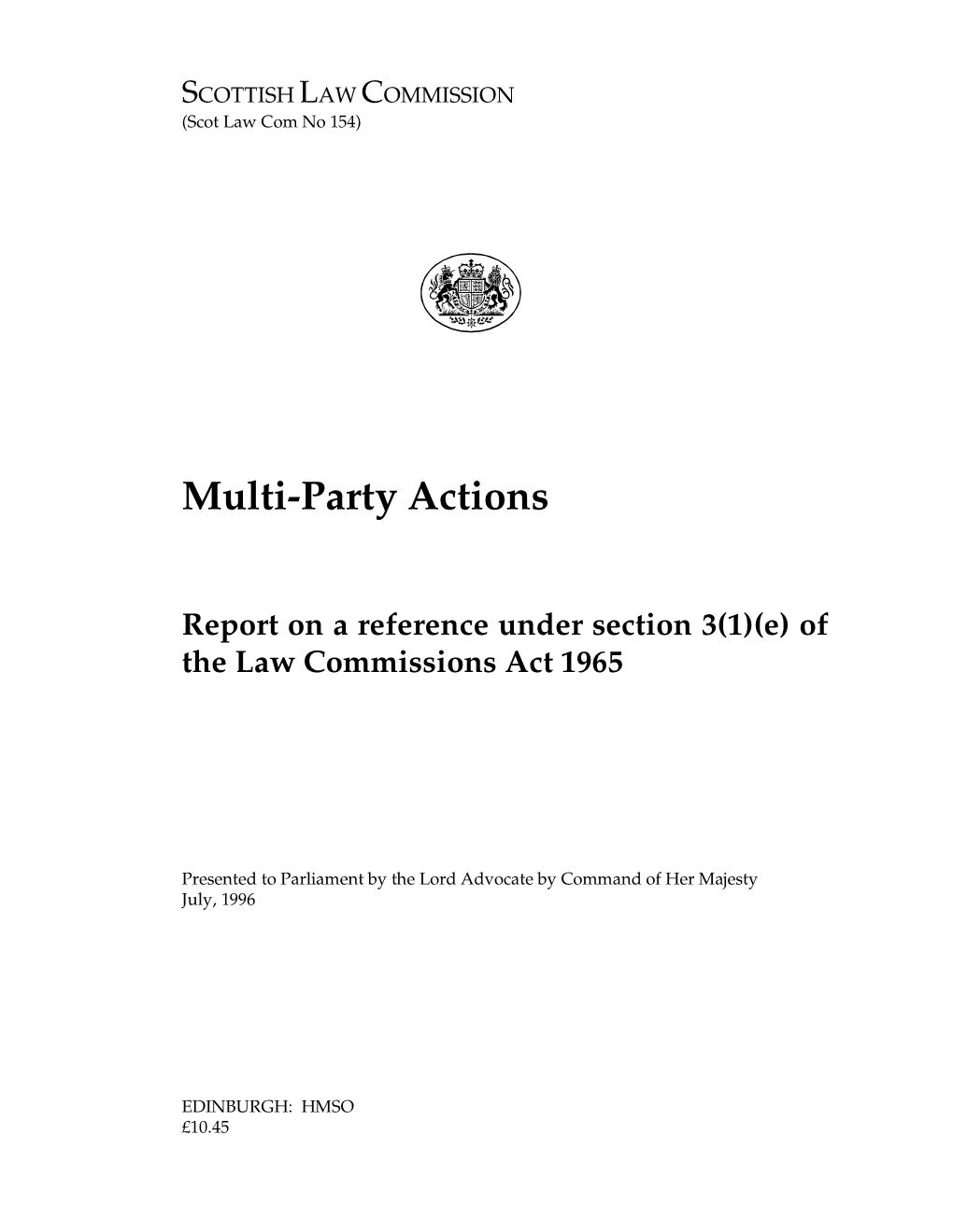 Multi-Party Actions Report