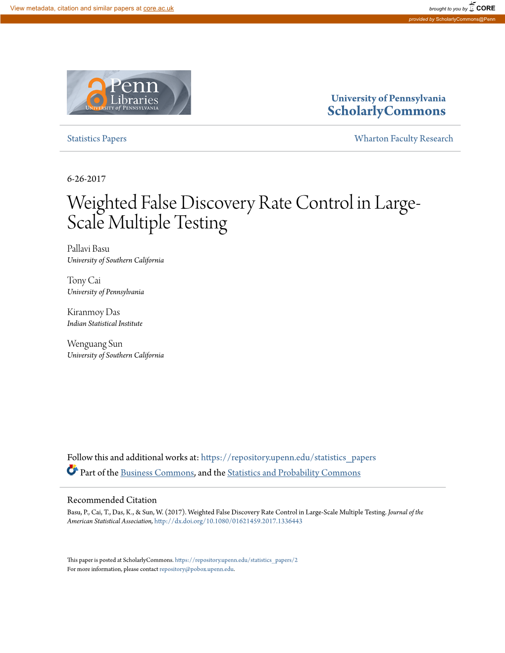 Weighted False Discovery Rate Control in Large-Scale Multiple Testing