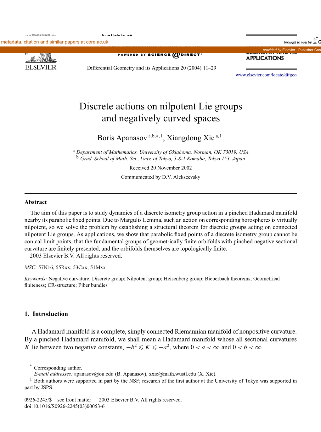 Discrete Actions on Nilpotent Lie Groups and Negatively Curved Spaces