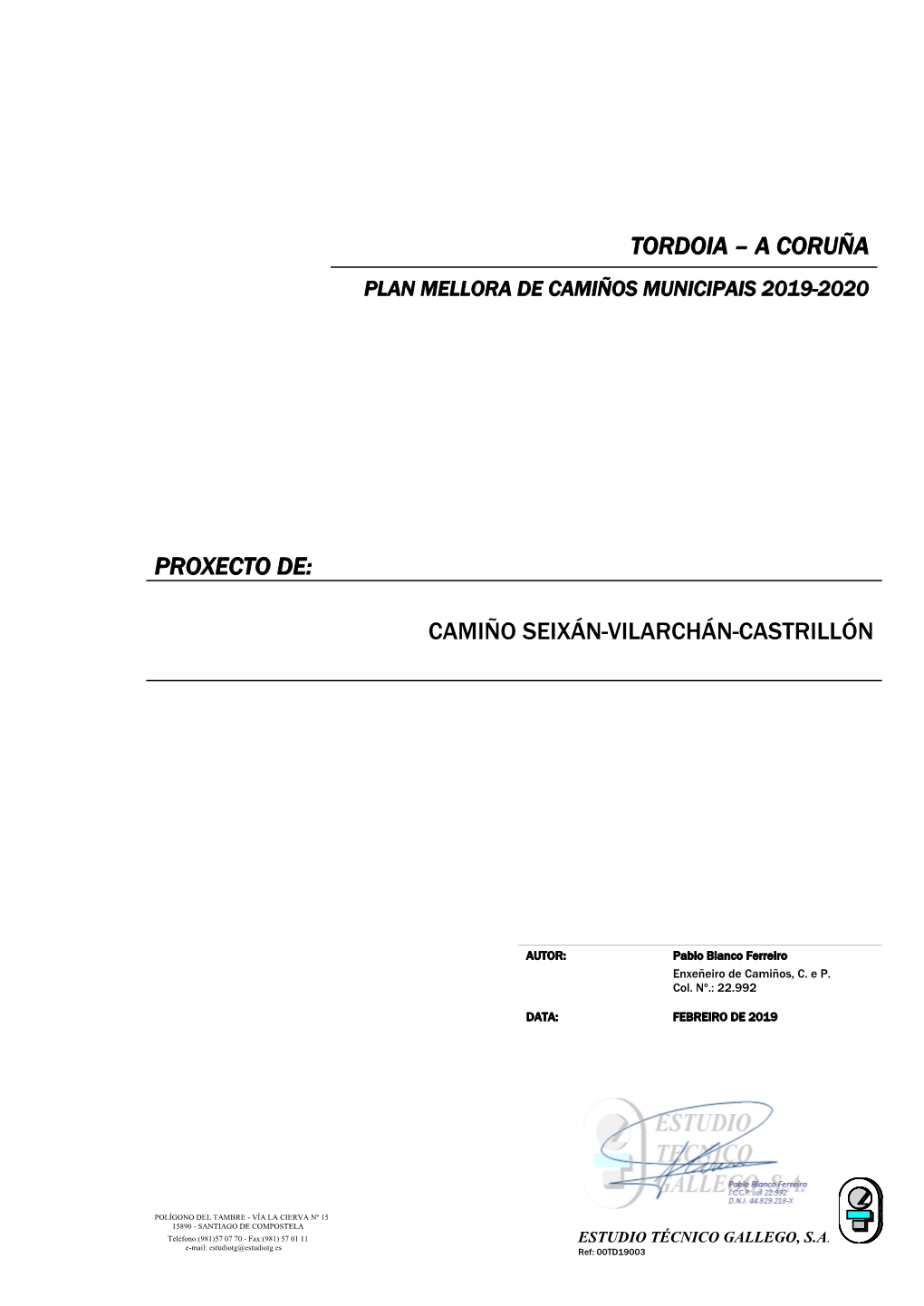 Proxecto De: Camiño Seixán-Vilarchán-Castrillón