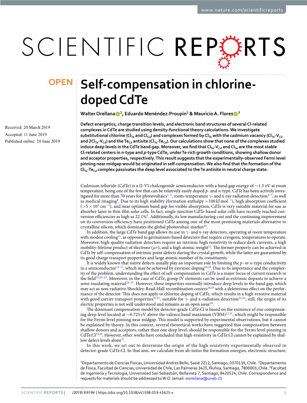 Self-Compensation in Chlorine-Doped Cdte