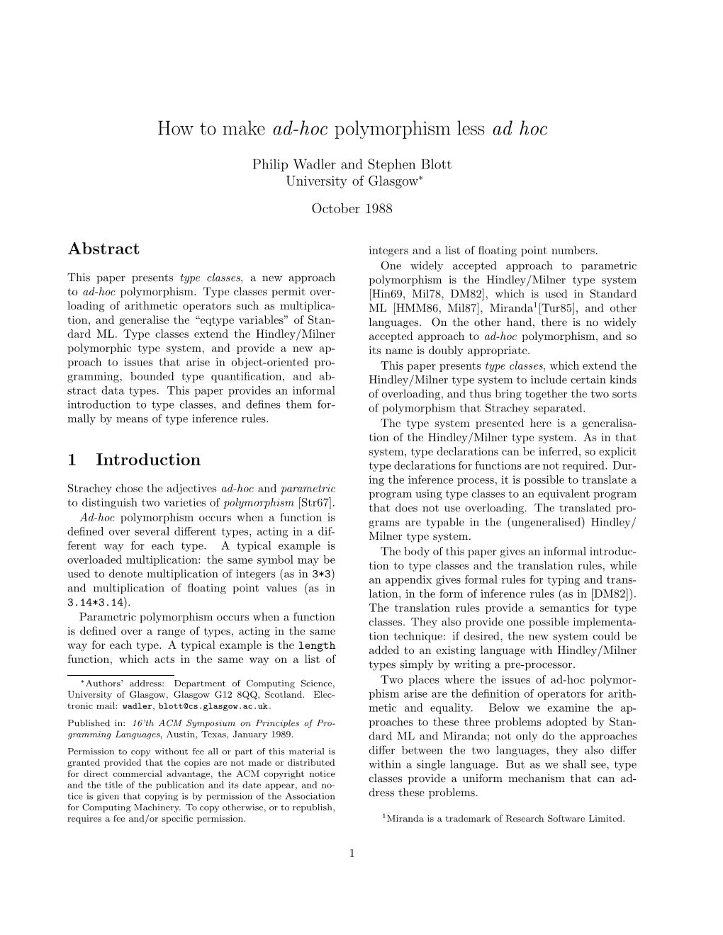 How to Make Ad-Hoc Polymorphism Less Ad Hoc