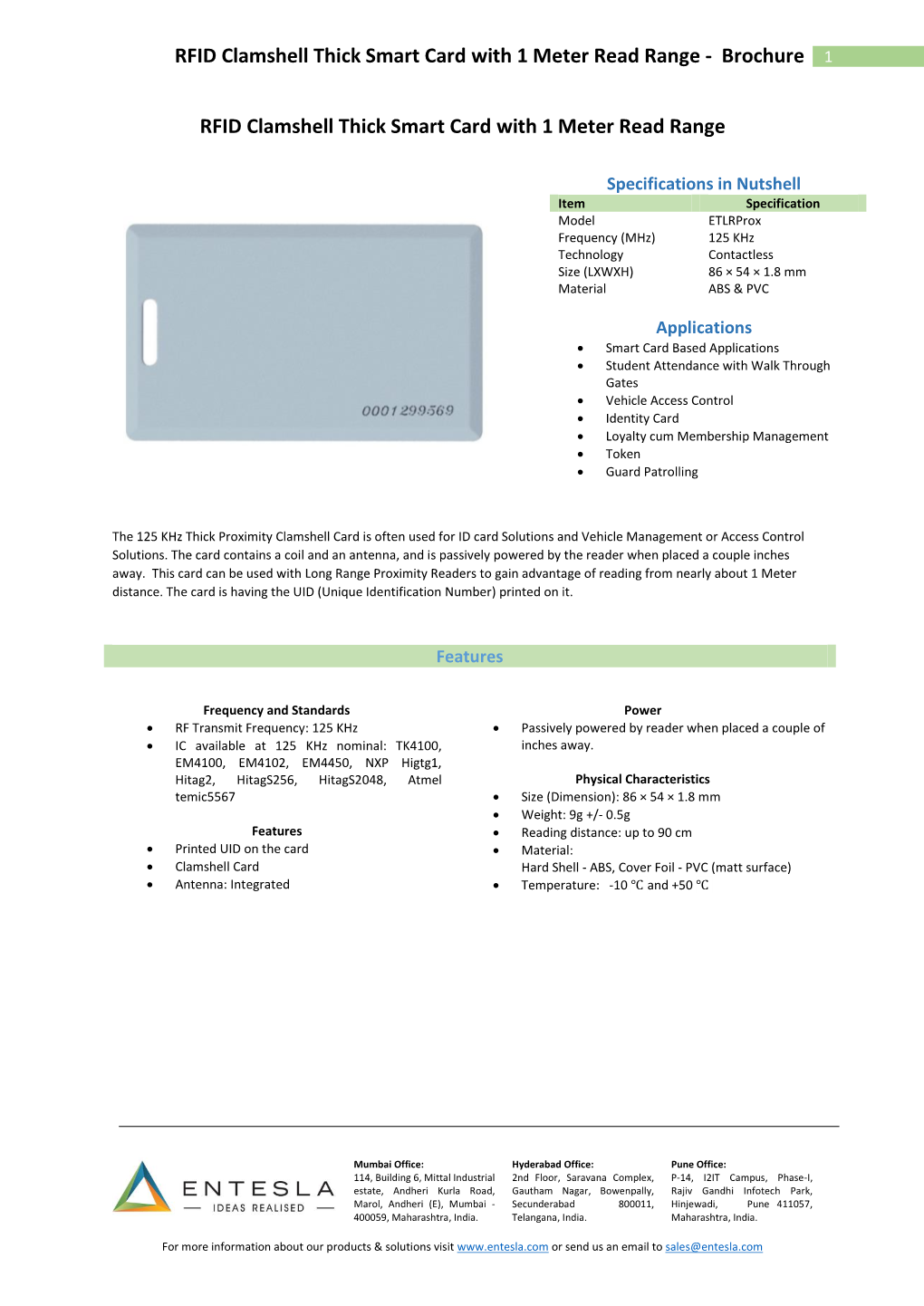 RFID Clamshell Thick Smart Card with 1 Meter Read Range - Brochure 1