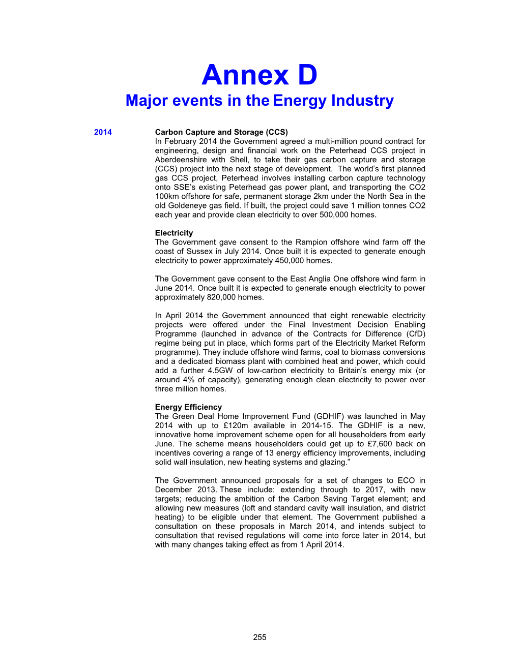 Annex D Major Events in the Energy Industry
