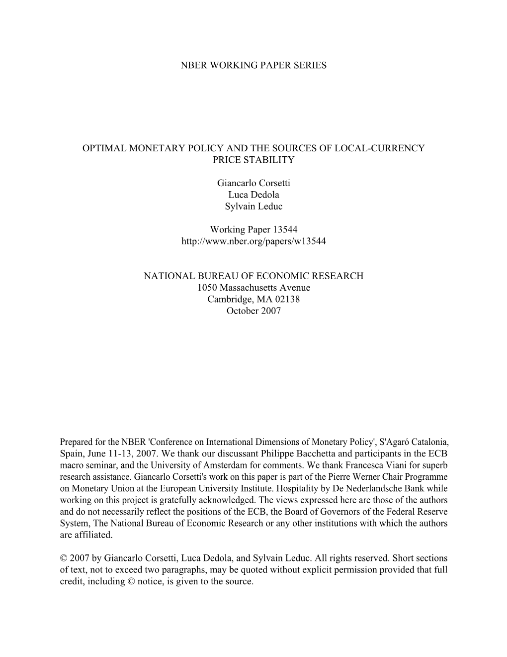 Optimal Monetary Policy and the Sources of Local-Currency Price Stability