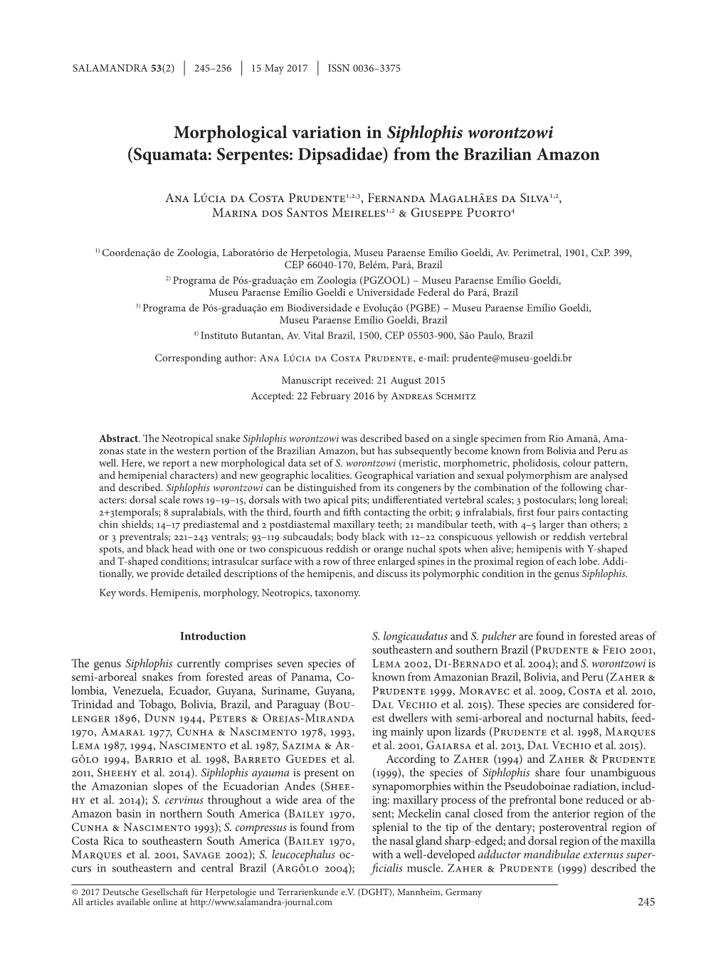 Squamata: Serpentes: Dipsadidae) from the Brazilian Amazon