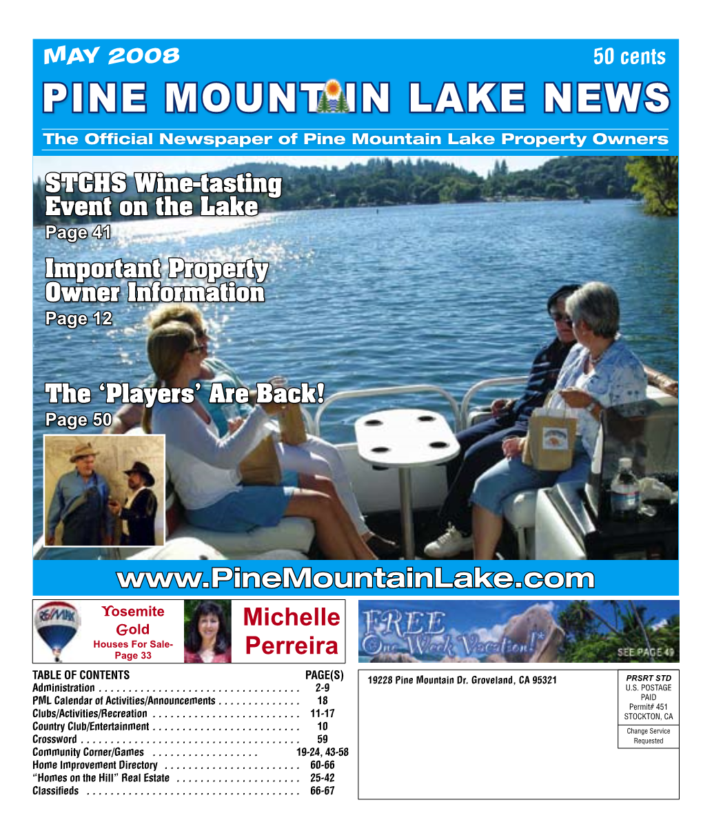 Pine Mount in Lake NEWS the Official Newspaper of Pine Mountain Lake Property Owners