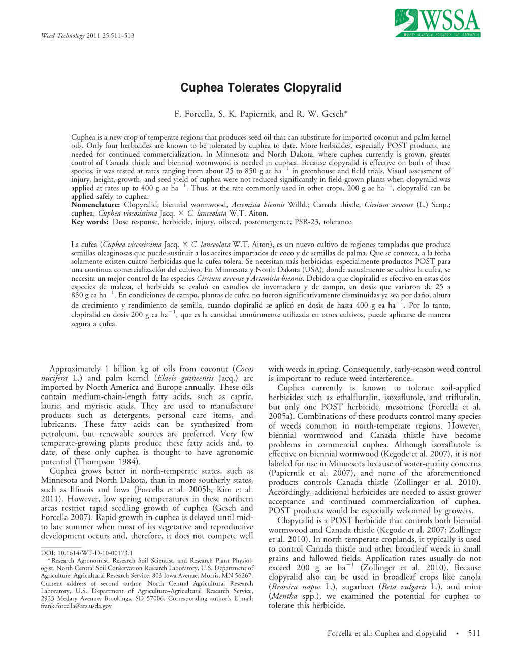Cuphea Tolerates Clopyralid