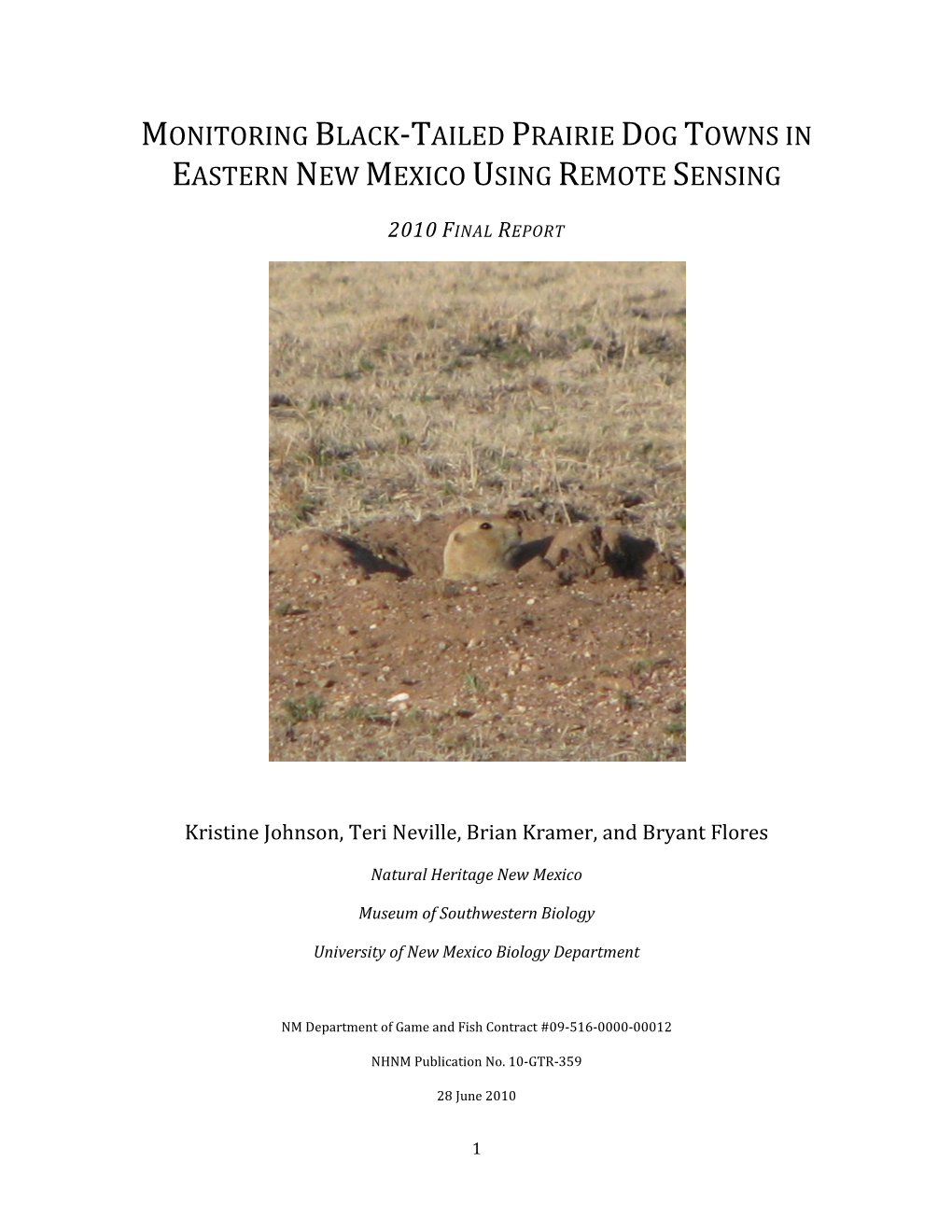 Remote Sensing Survey of Black-Tailed Prairie Dog Towns In