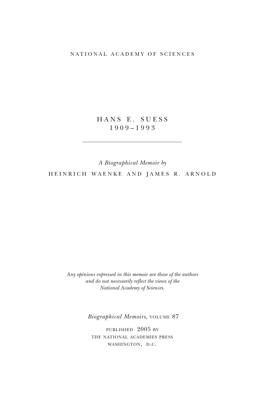 Hans Suess Worked Especially on ↔ Exchange Equilibria of H2 + HDO HD + H2O