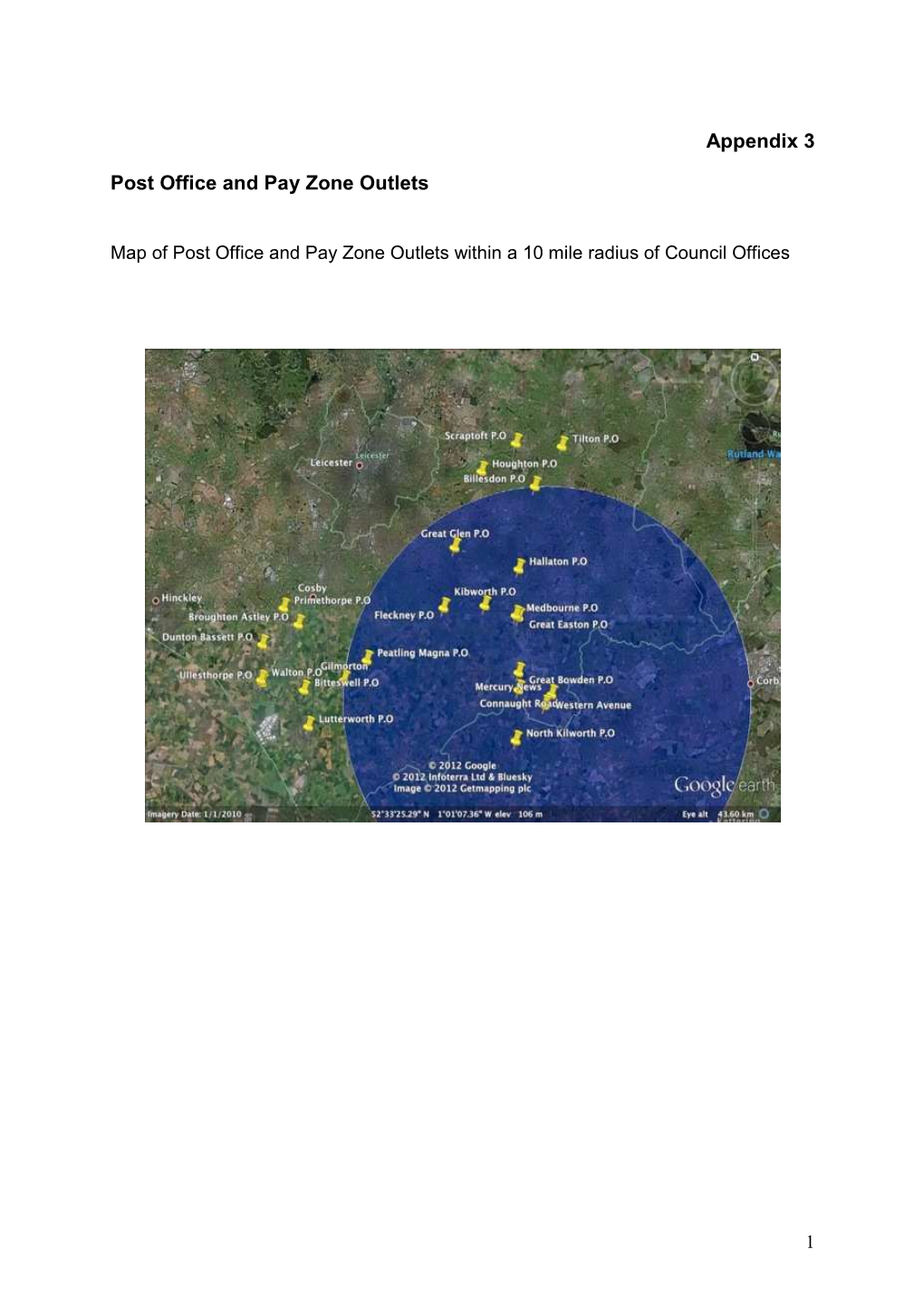 Appendix 3 Post Office and Pay Zone Outlets