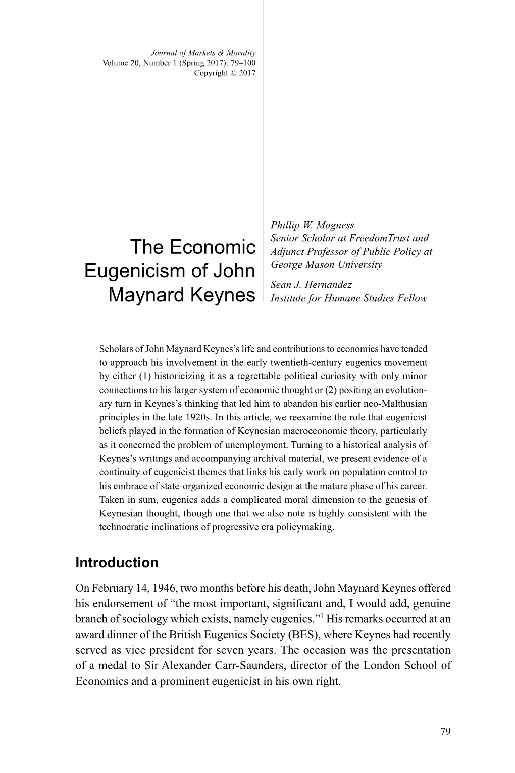 The Economic Eugenicism of John Maynard Keynes
