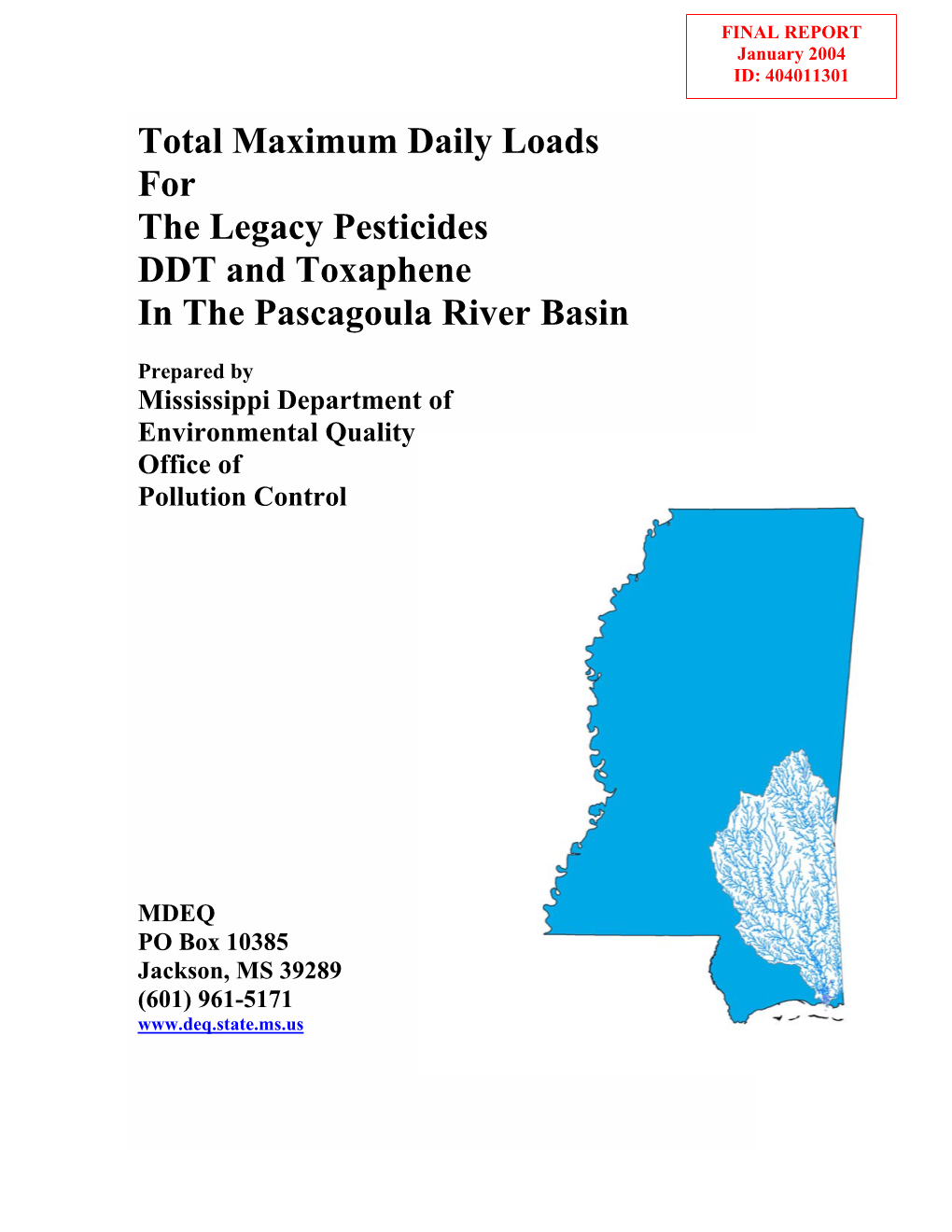 Total Maximum Daily Loads for the Legacy Pesticides DDT And