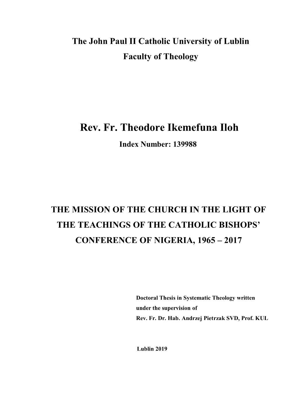 Rev. Fr. Theodore Ikemefuna Iloh