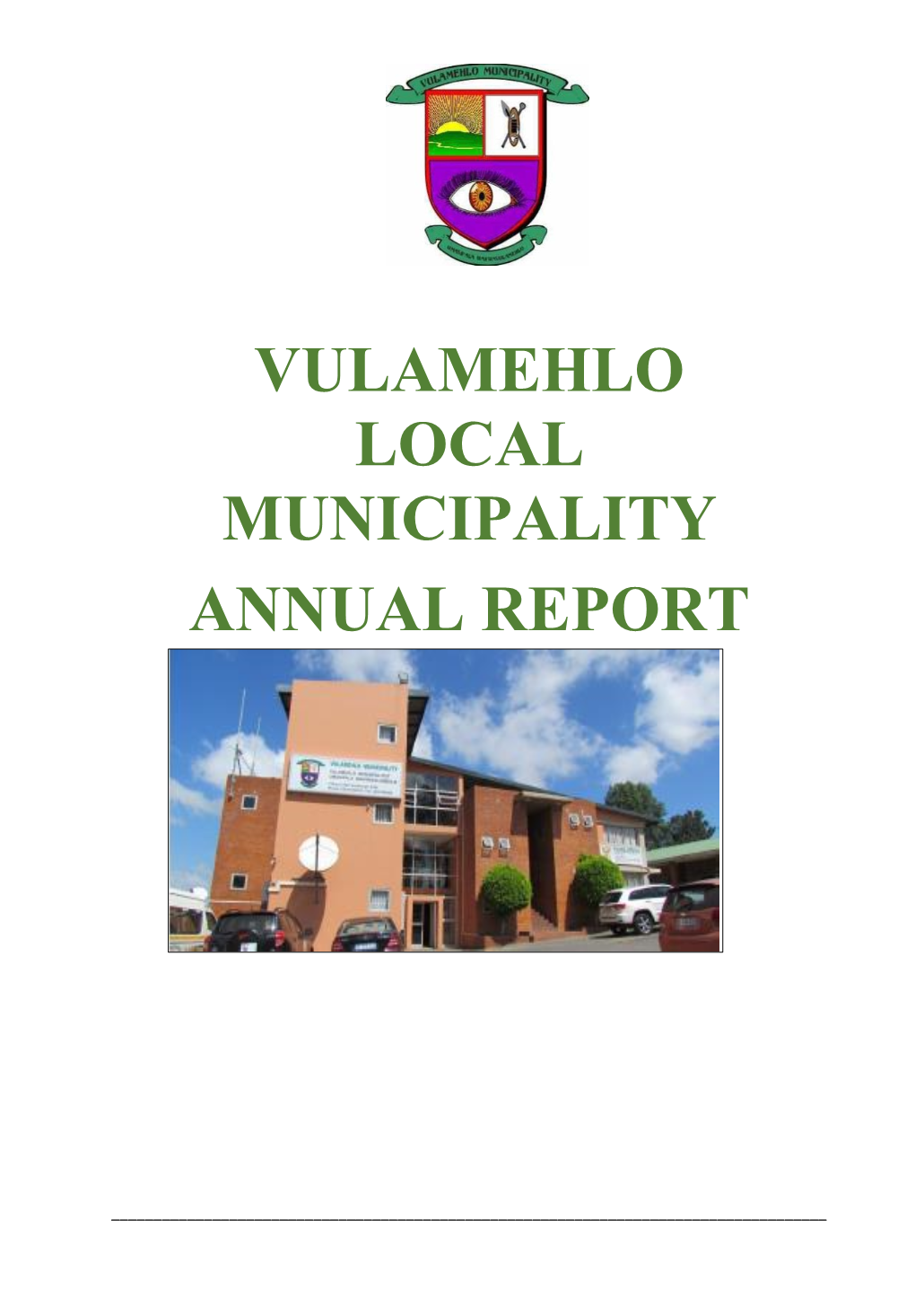 2015-2016 Vulamehlo Local Municipality Annual Report
