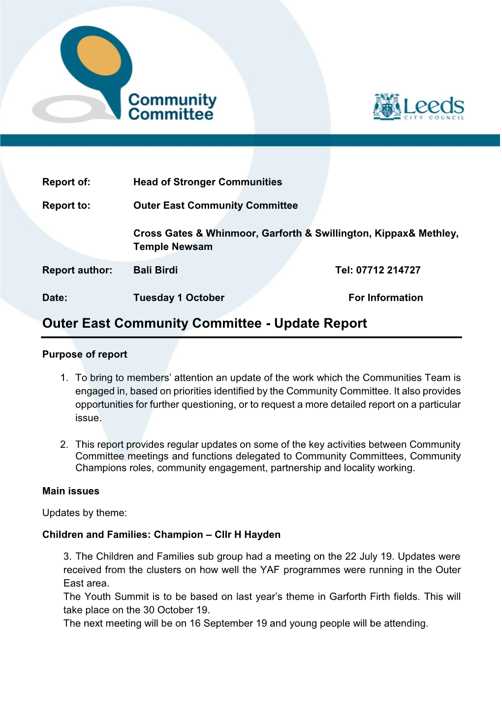 Outer East Community Committee