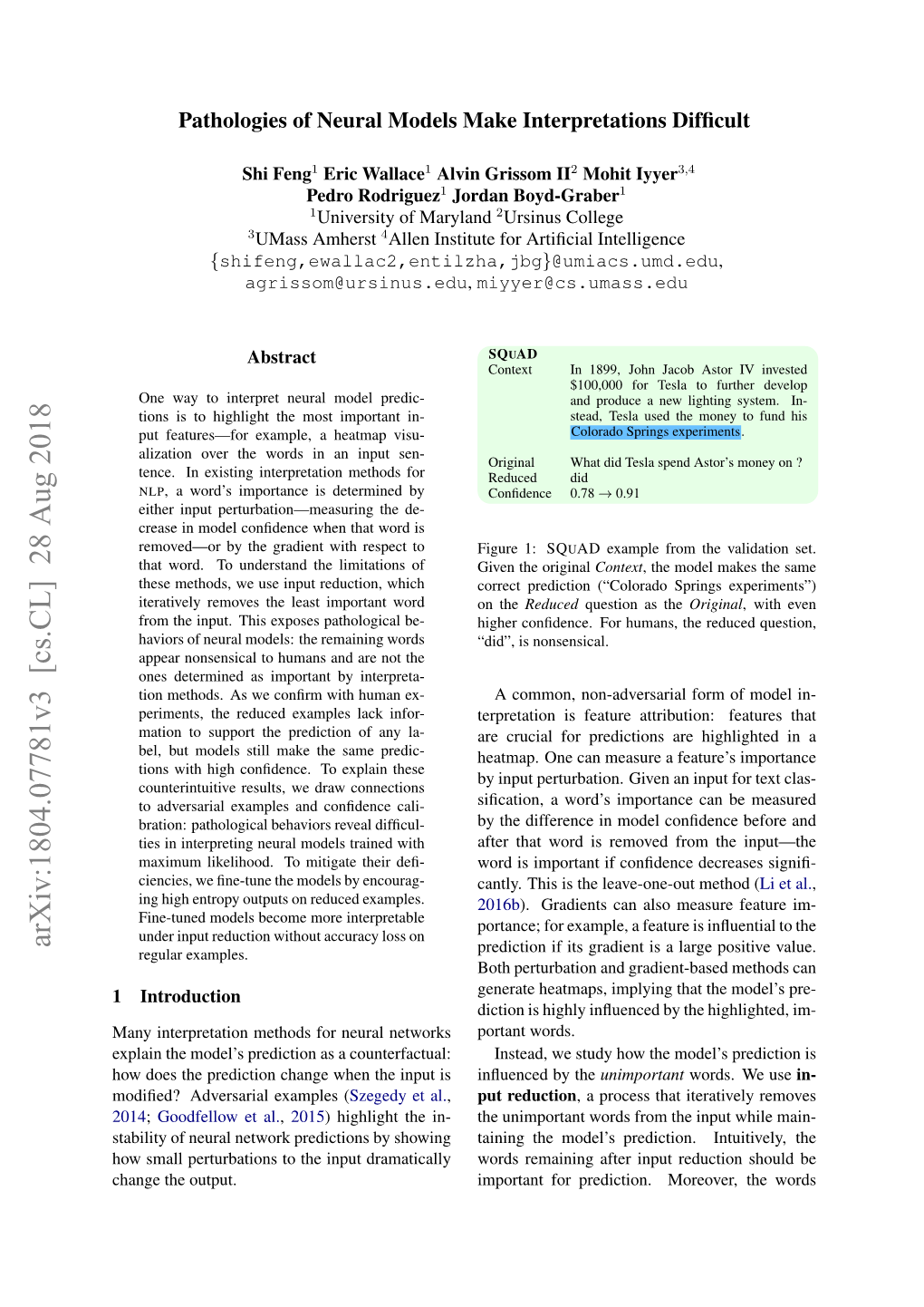 Arxiv:1804.07781V3 [Cs.CL] 28 Aug 2018 Regular Examples