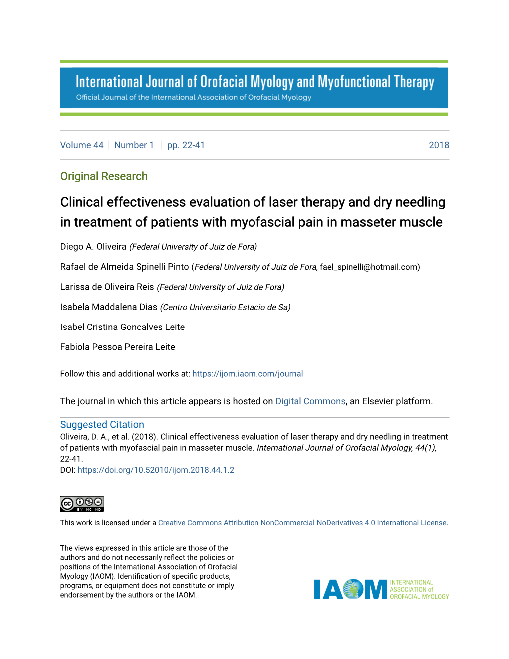 Clinical Effectiveness Evaluation of Laser Therapy and Dry Needling in Treatment of Patients with Myofascial Pain in Masseter Muscle