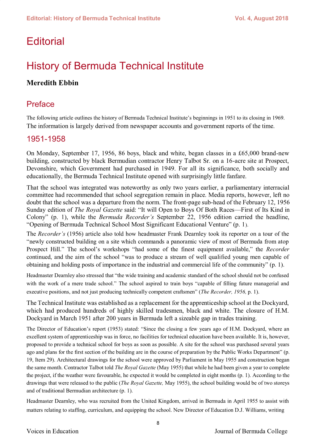 History of Bermuda Technical Institute Vol
