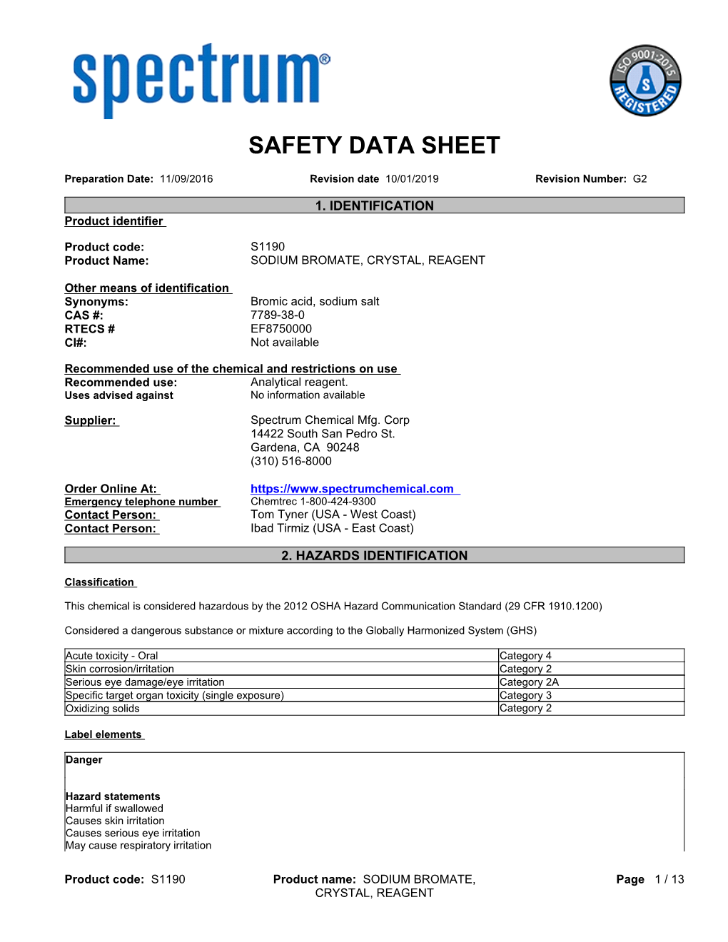 Safety Data Sheet