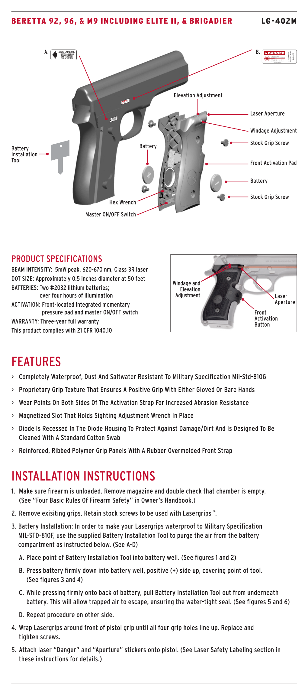 Features Installation Instructions