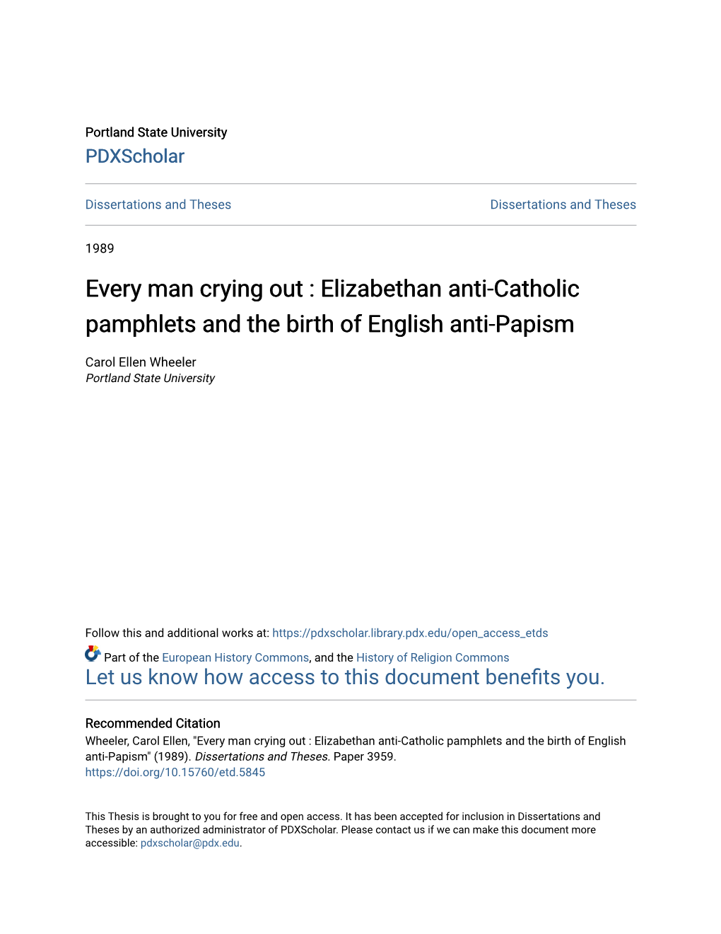 Elizabethan Anti-Catholic Pamphlets and the Birth of English Anti-Papism