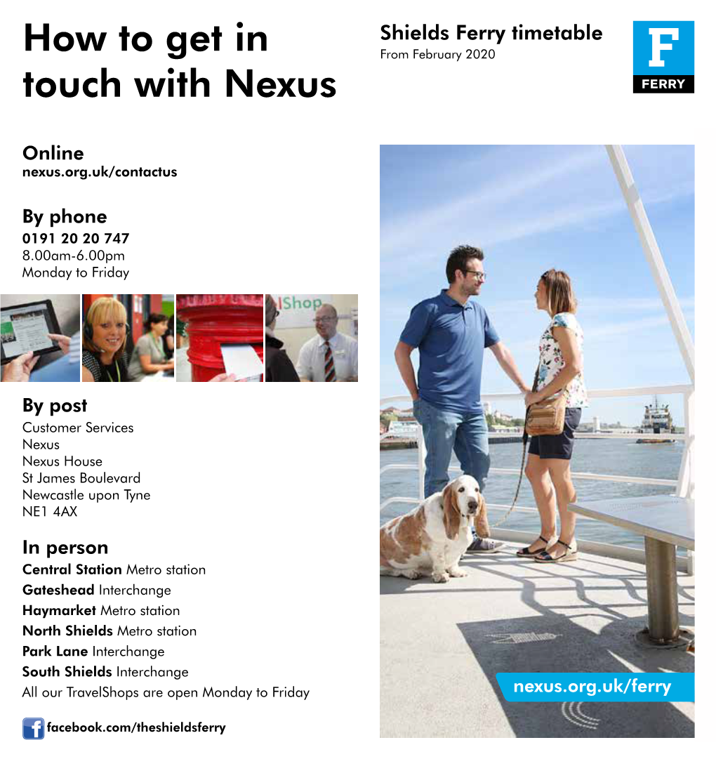 Ferry Timetable How to Get in from February 2020 Touch with Nexus
