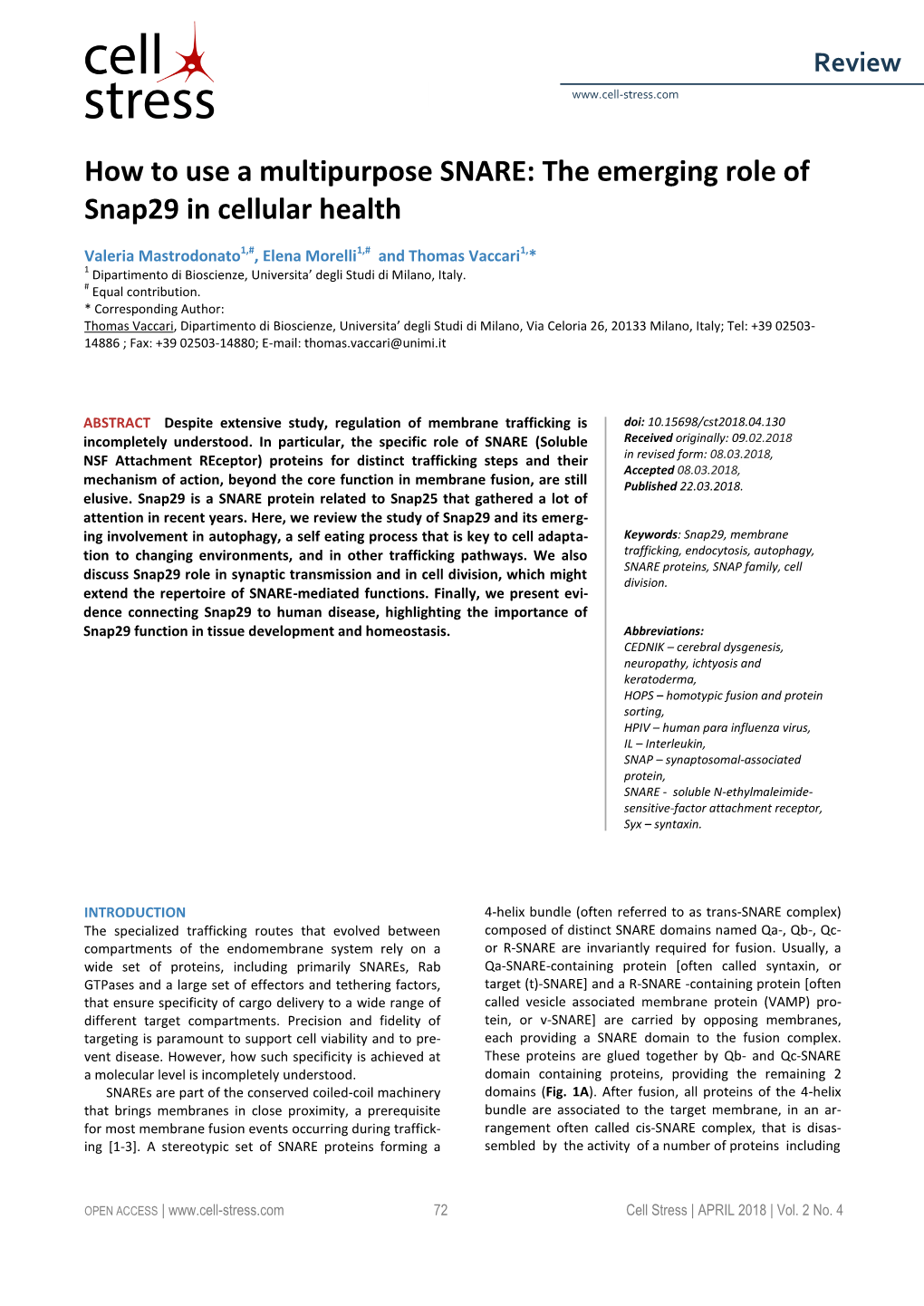 The Emerging Role of Snap29 in Cellular Health