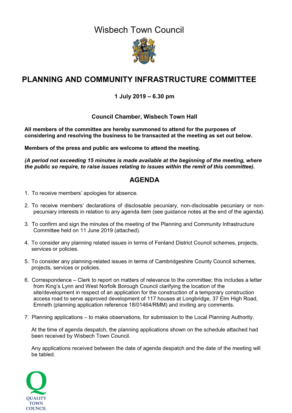 Agenda Planning Committee 1 July 2019