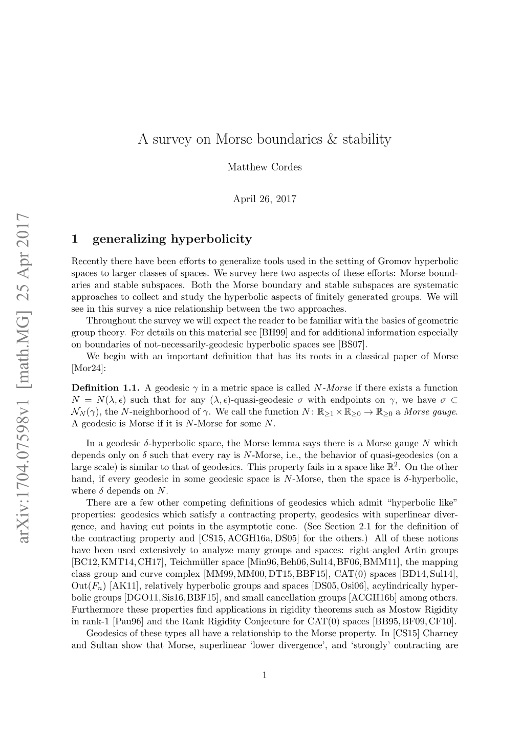 A Survey on Morse Boundaries & Stability