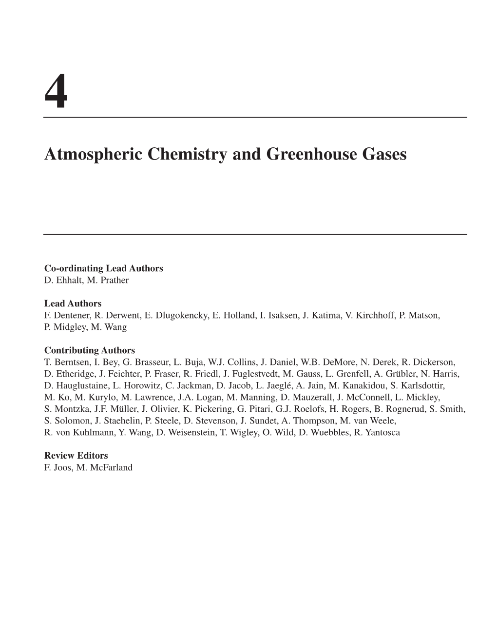 Atmospheric Chemistry and Greenhouse Gases