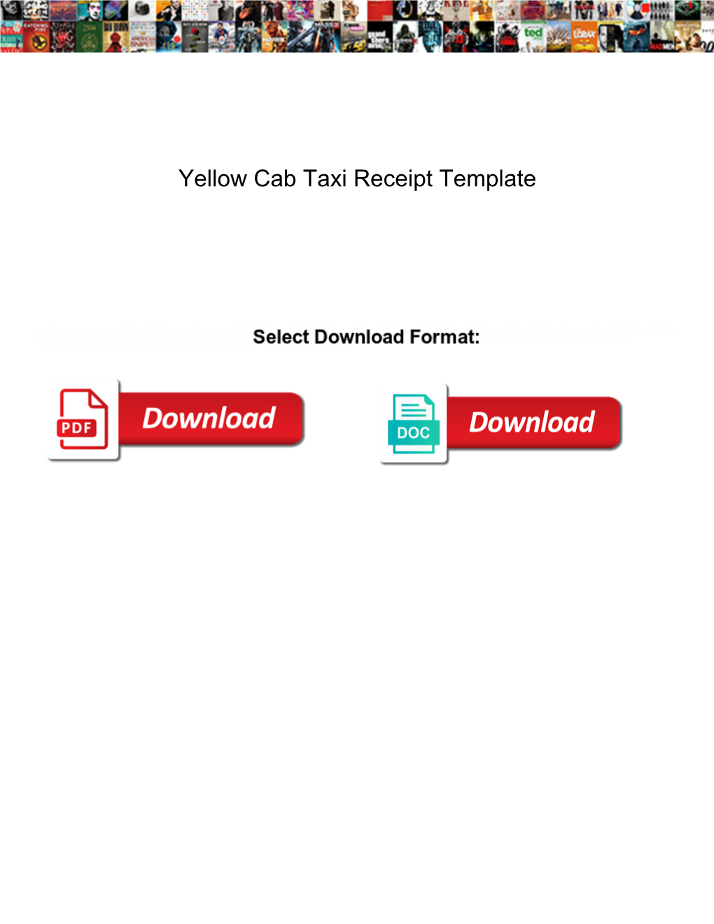 Yellow Cab Taxi Receipt Template