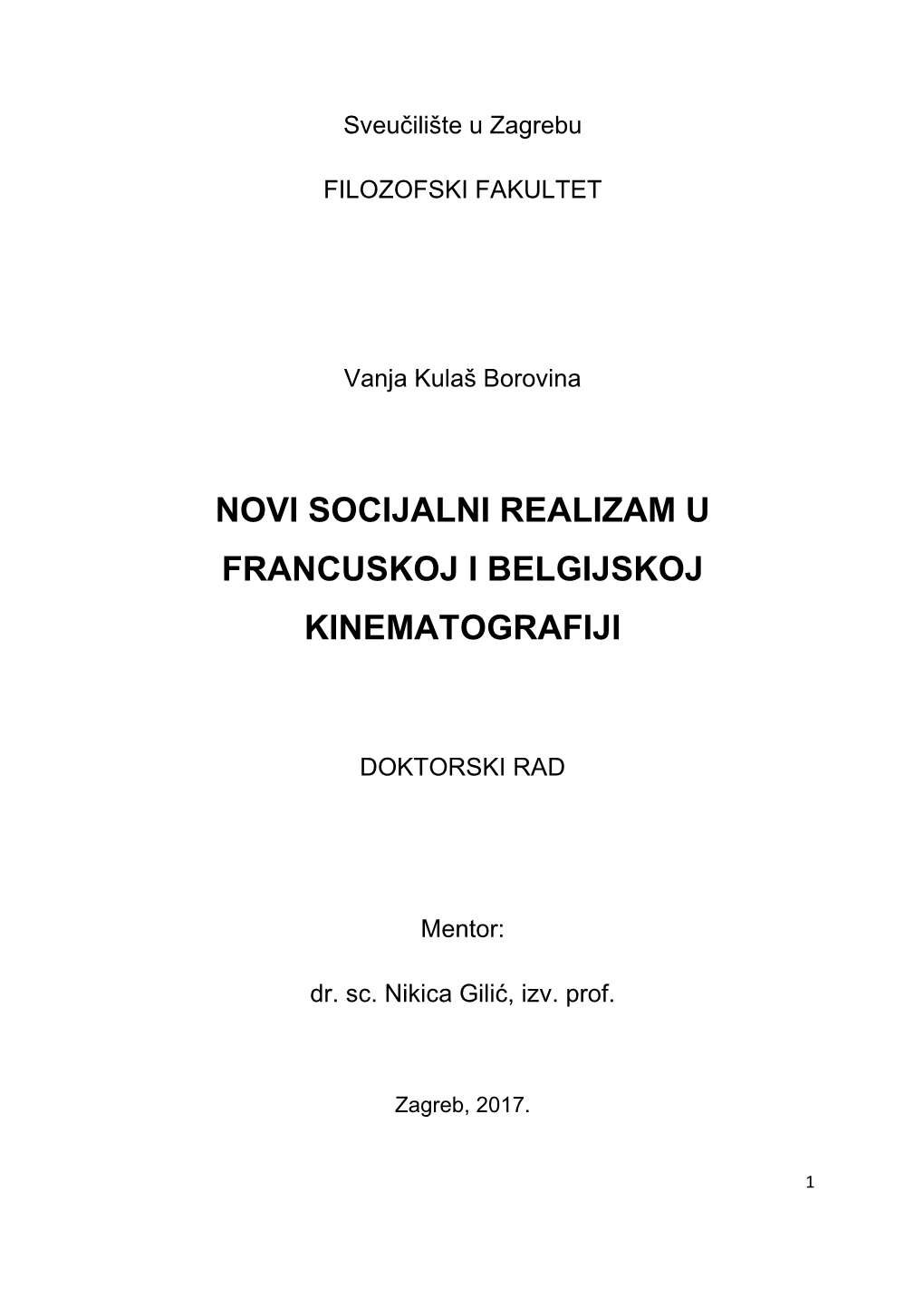 Vanja Kulaš, Doktorski Rad