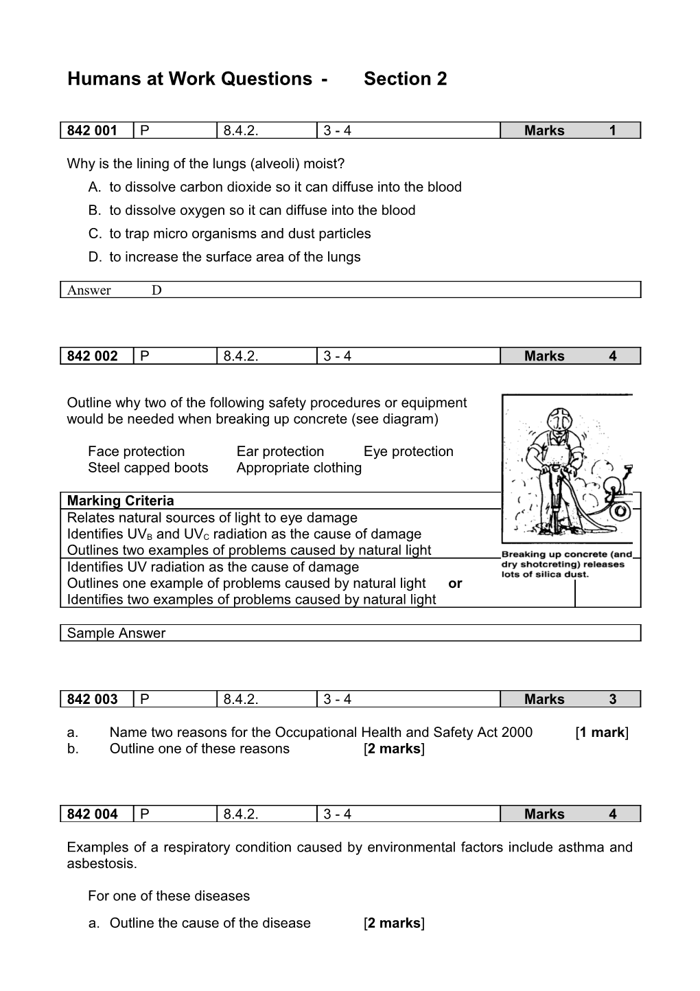 Humans at Work Questions - Section 2