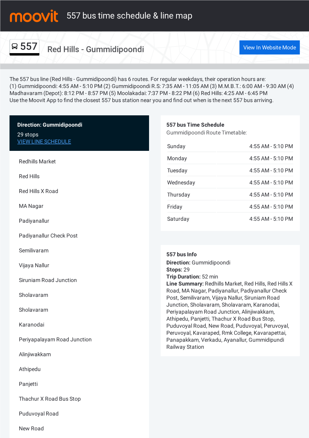 557 Bus Time Schedule & Line Route