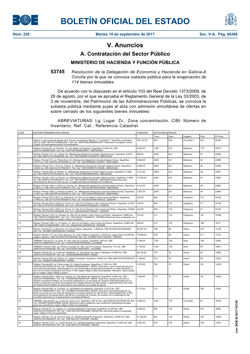 Anuncio 53745 Del BOE Núm. 226 De 2017