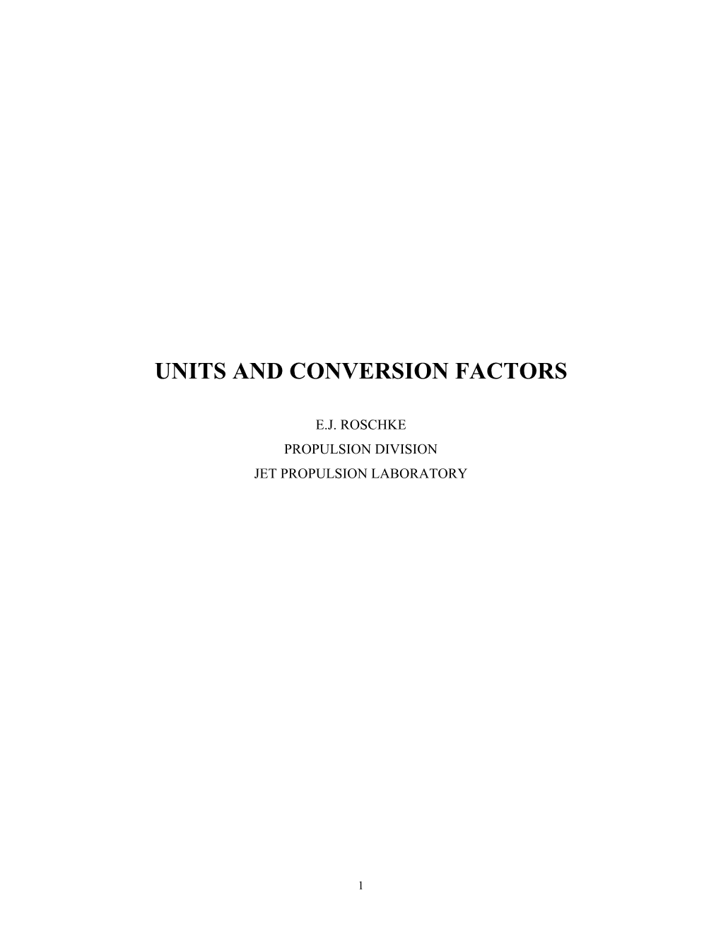 Units and Conversion Factors