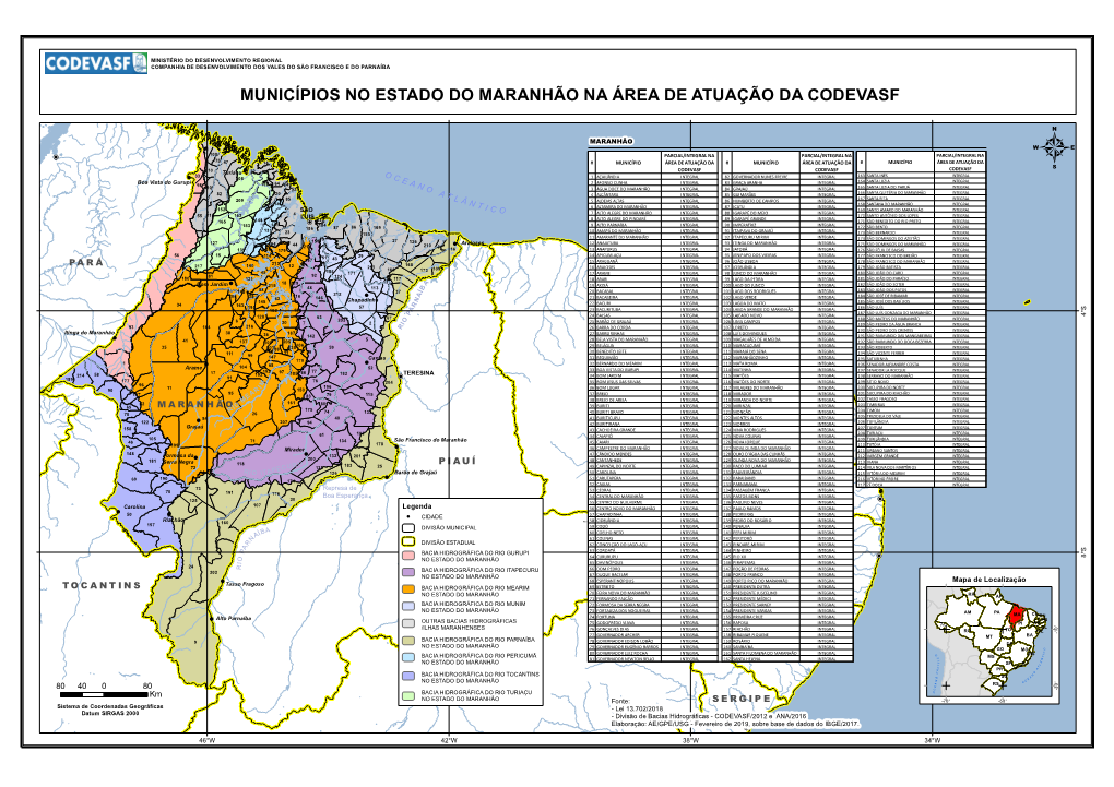 Municípios No Estado Do Maranhão Na Área De Atuação Da Codevasf