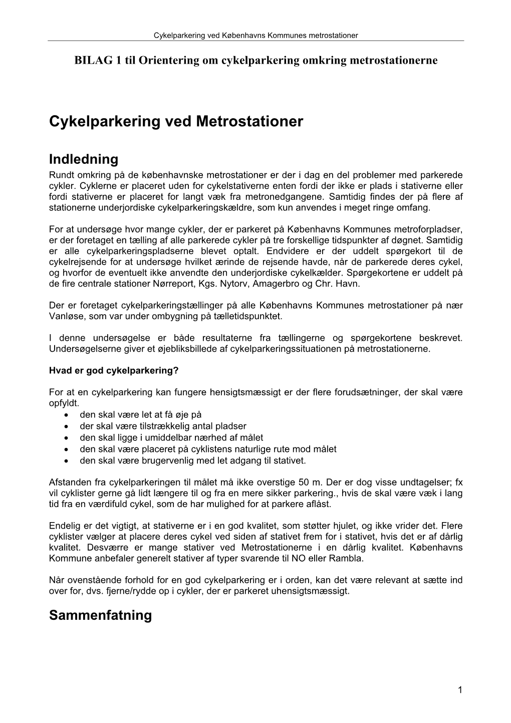 Cykelparkering Ved Metrostationer