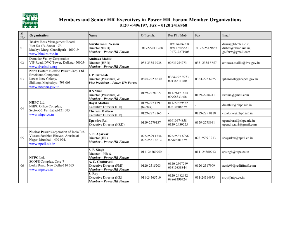 Members and Senior HR Executives in Power HR Forum Member Organizations