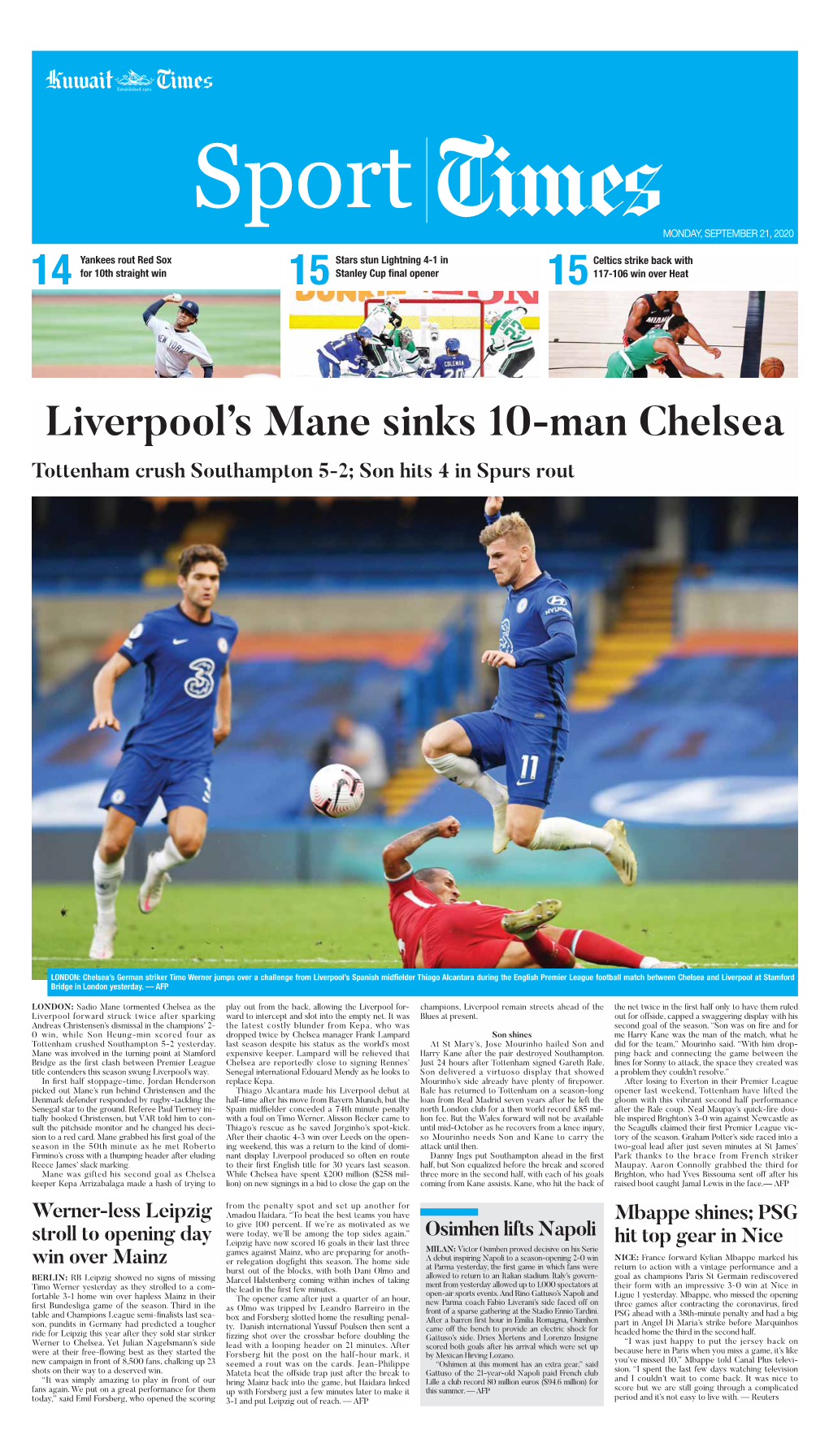 Liverpool's Mane Sinks 10-Man Chelsea