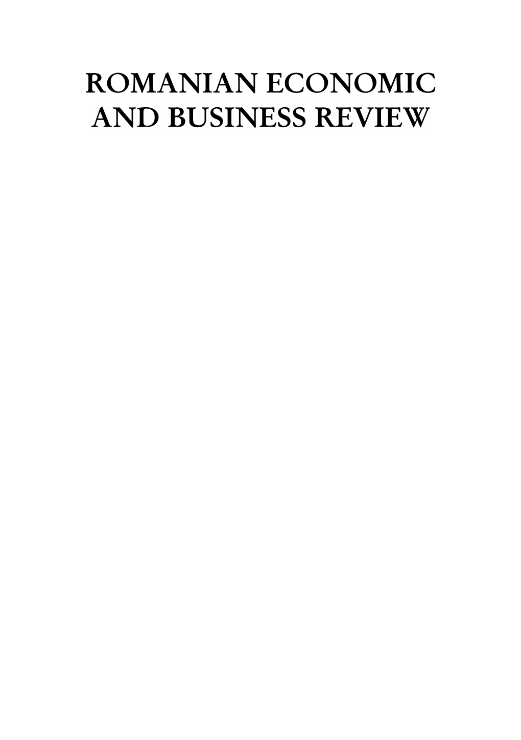 Romanian Economic and Business Review – Vol