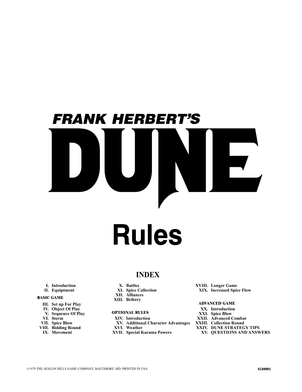 Frank Herbert's DUNE