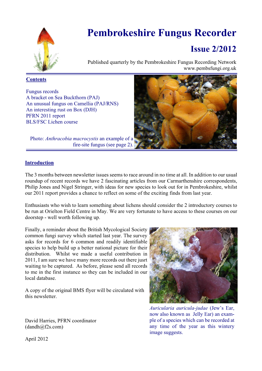 Pembrokeshire Fungus Recorder Issue 2/2012