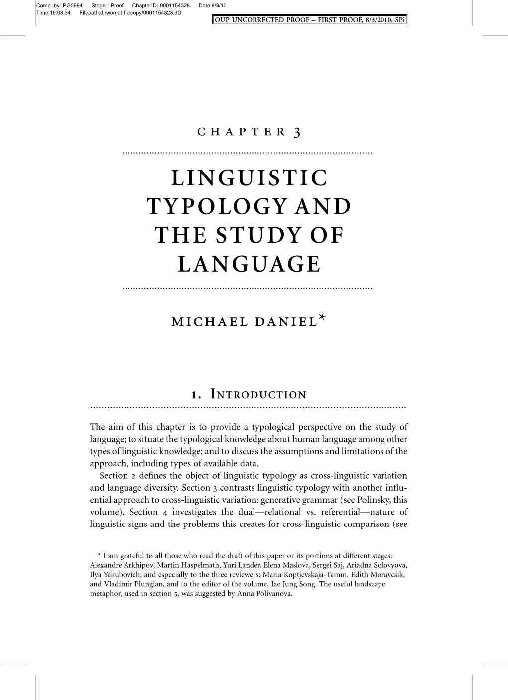 Linguistic Typology and the Study of Language