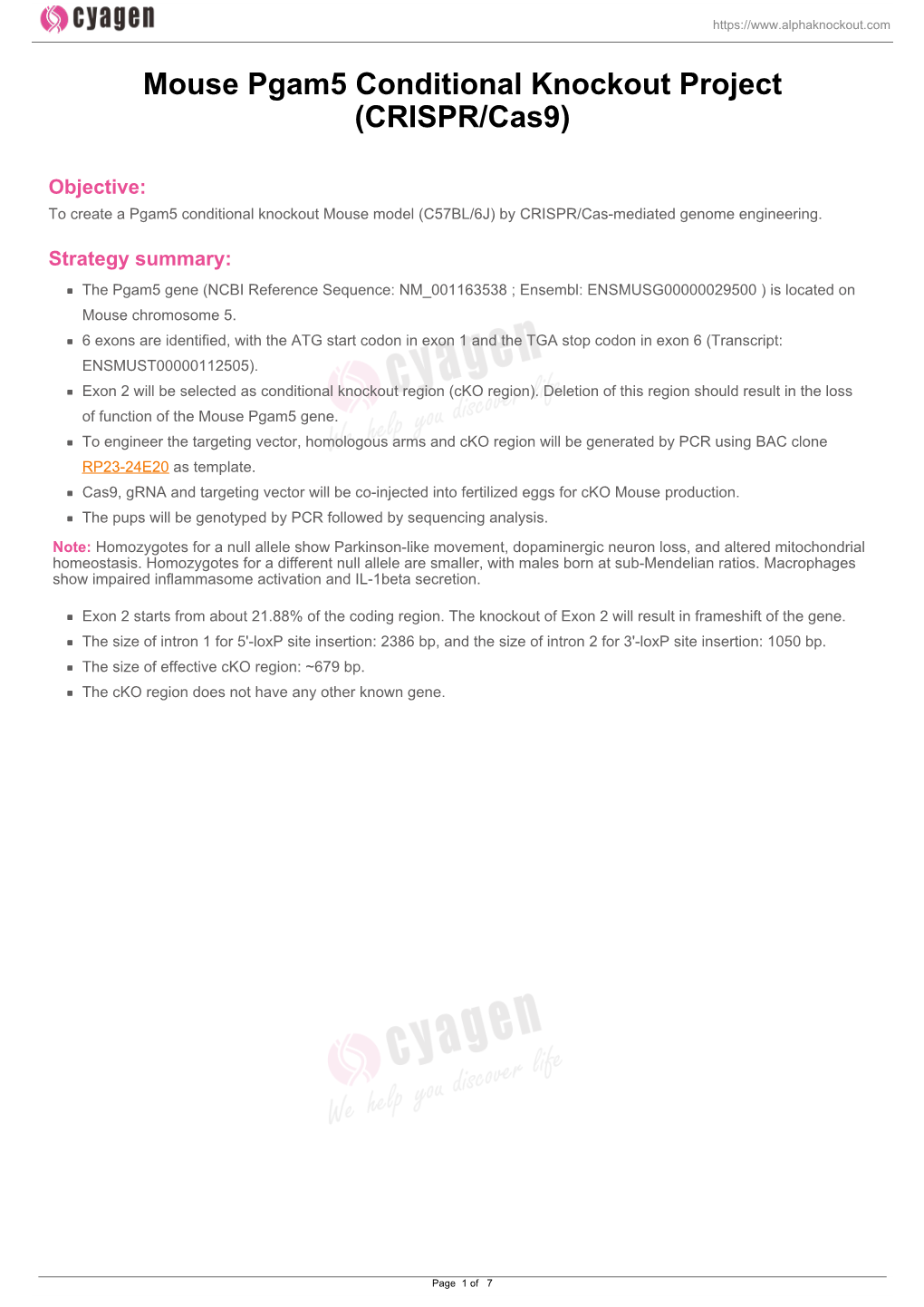 Mouse Pgam5 Conditional Knockout Project (CRISPR/Cas9)