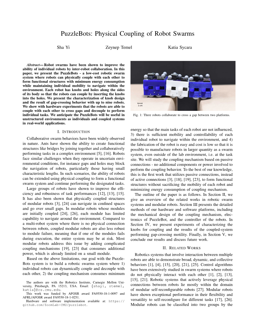 Physical Coupling of Robot Swarms