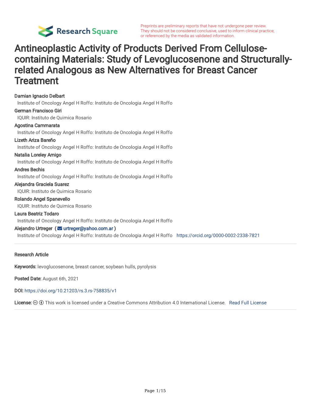 Antineoplastic Activity of Products Derived from Cellulose- Containing