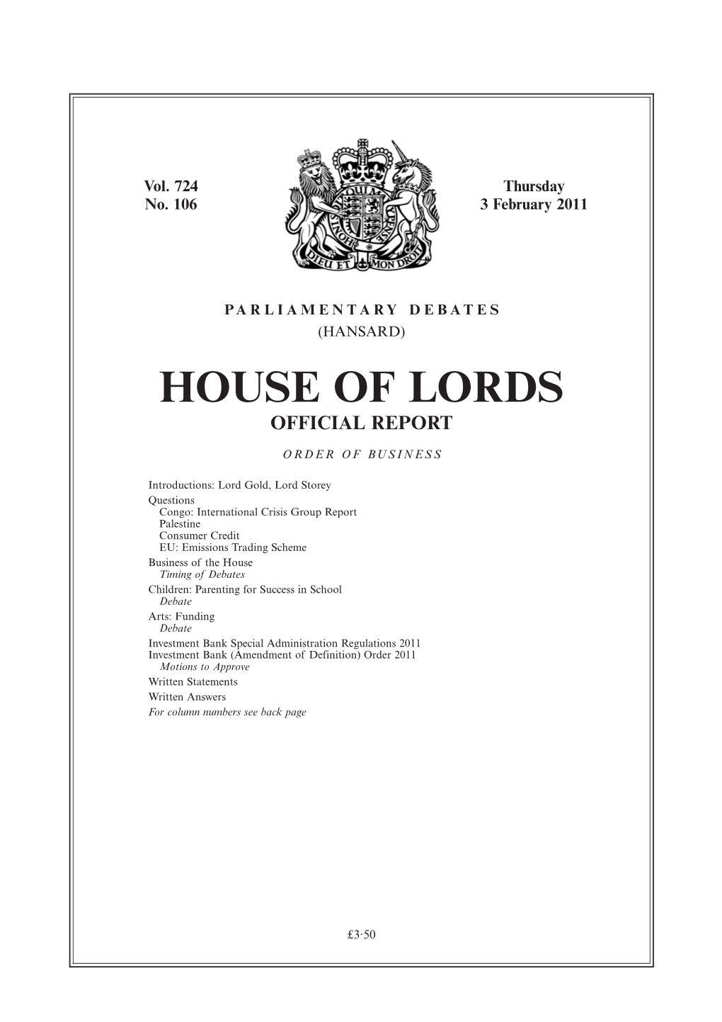 House of Lords Official Report